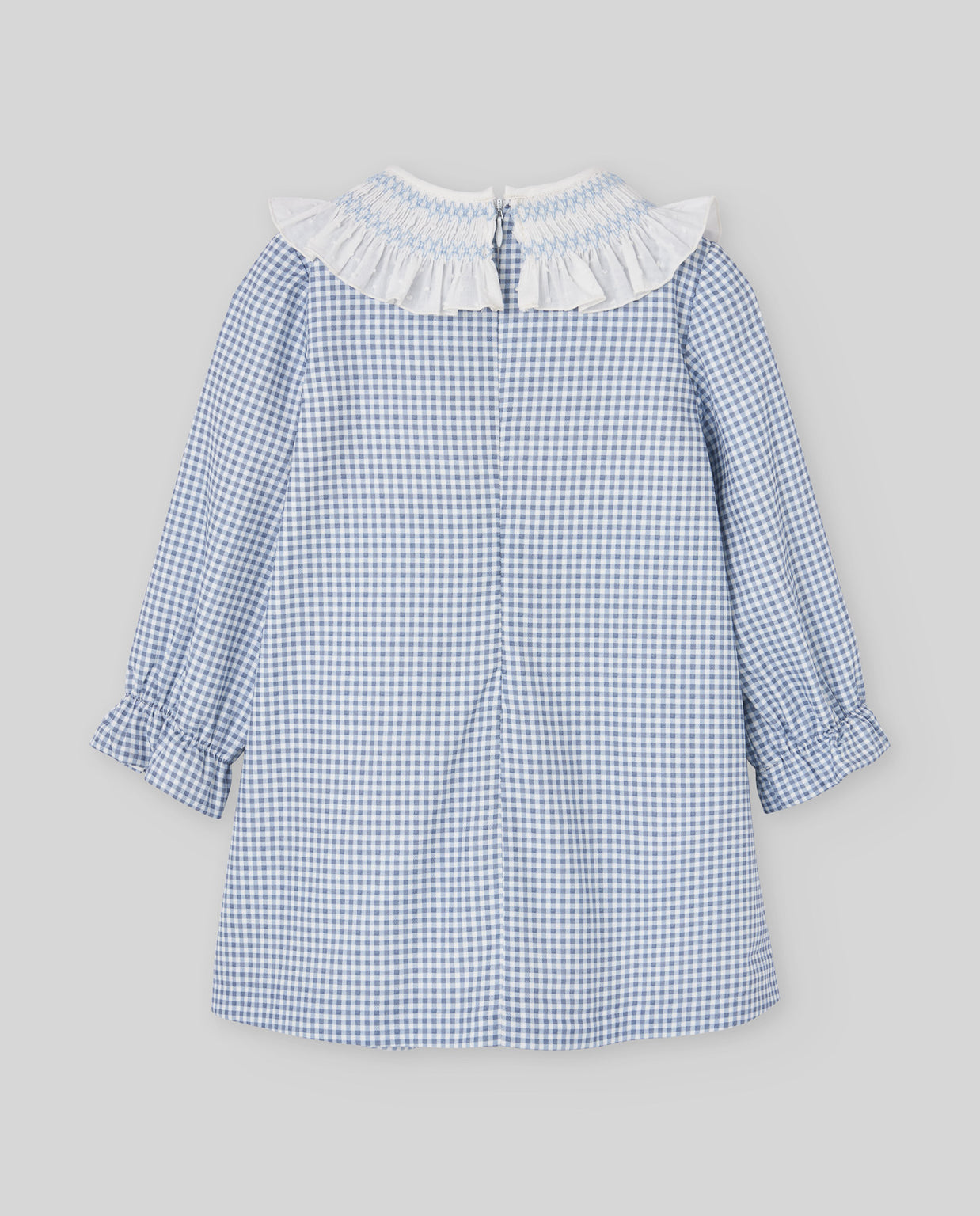 Gingham Girl Dress with Hand-Smocked Ruffle Collar