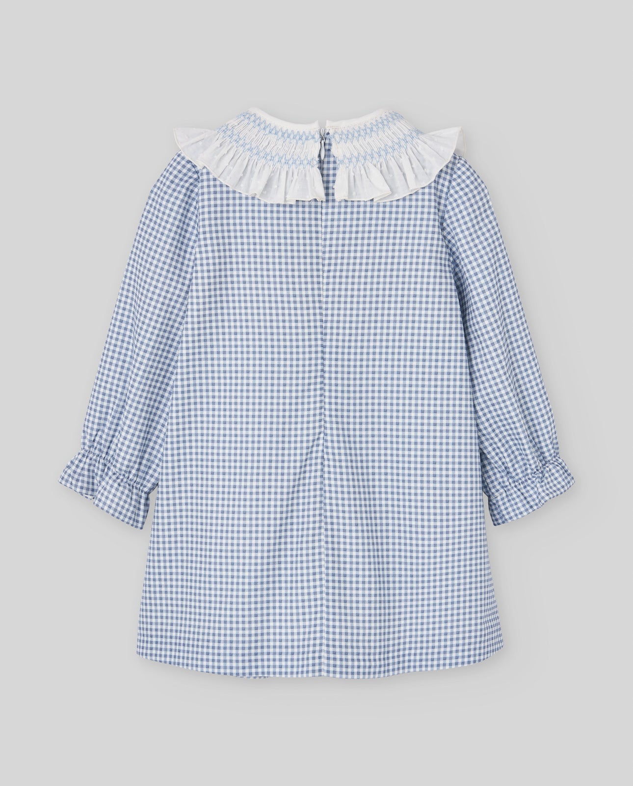 Gingham Girl Dress with Hand-Smocked Ruffle Collar