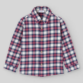 Boys Holiday Plaid Shirt & Beige Corduroy Pants Set