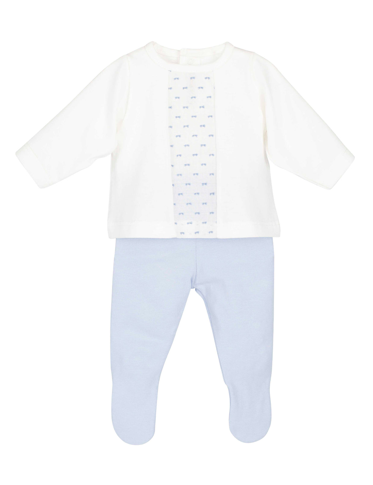 Goa - Baby boy two piece playset - soft cotton long sleeve top and blue footed pants