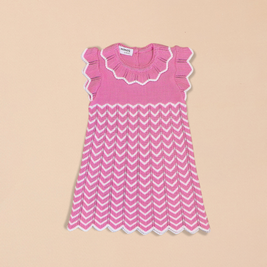 Daniella Dress Chevron Pattern & Scalloped Edges