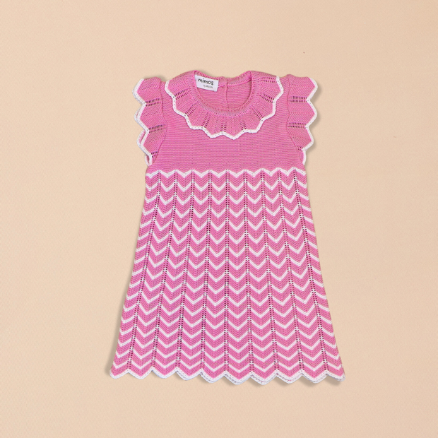Daniella Dress Chevron Pattern & Scalloped Edges