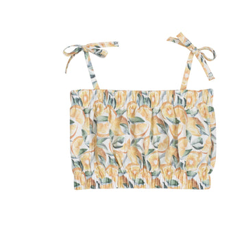 Capri - Lemon Blossom Tie-Shoulder Girls Summer Set | Elegant Citrus Print
