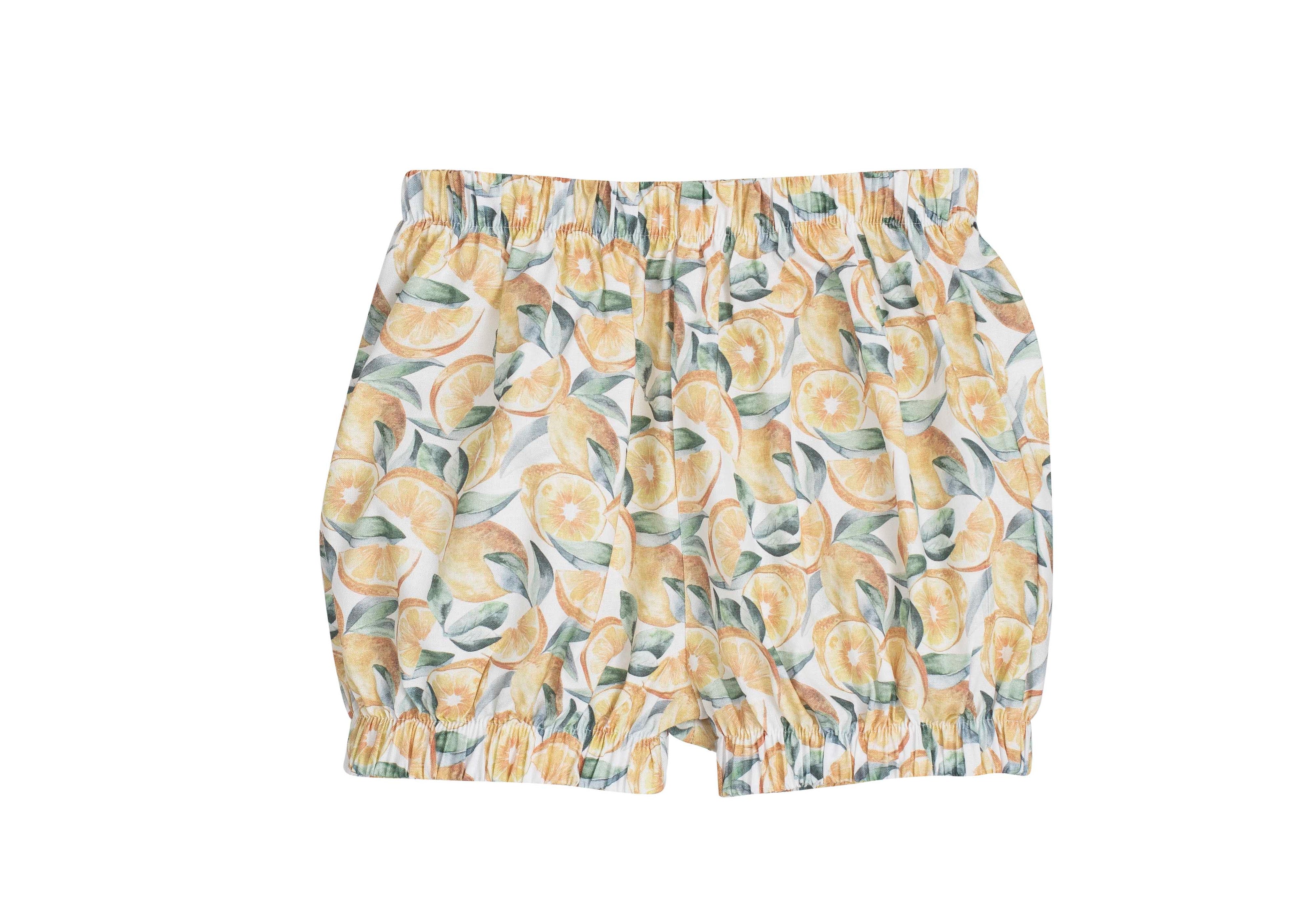 Capri - Lemon Blossom Tie-Shoulder Girls Summer Set | Elegant Citrus Print