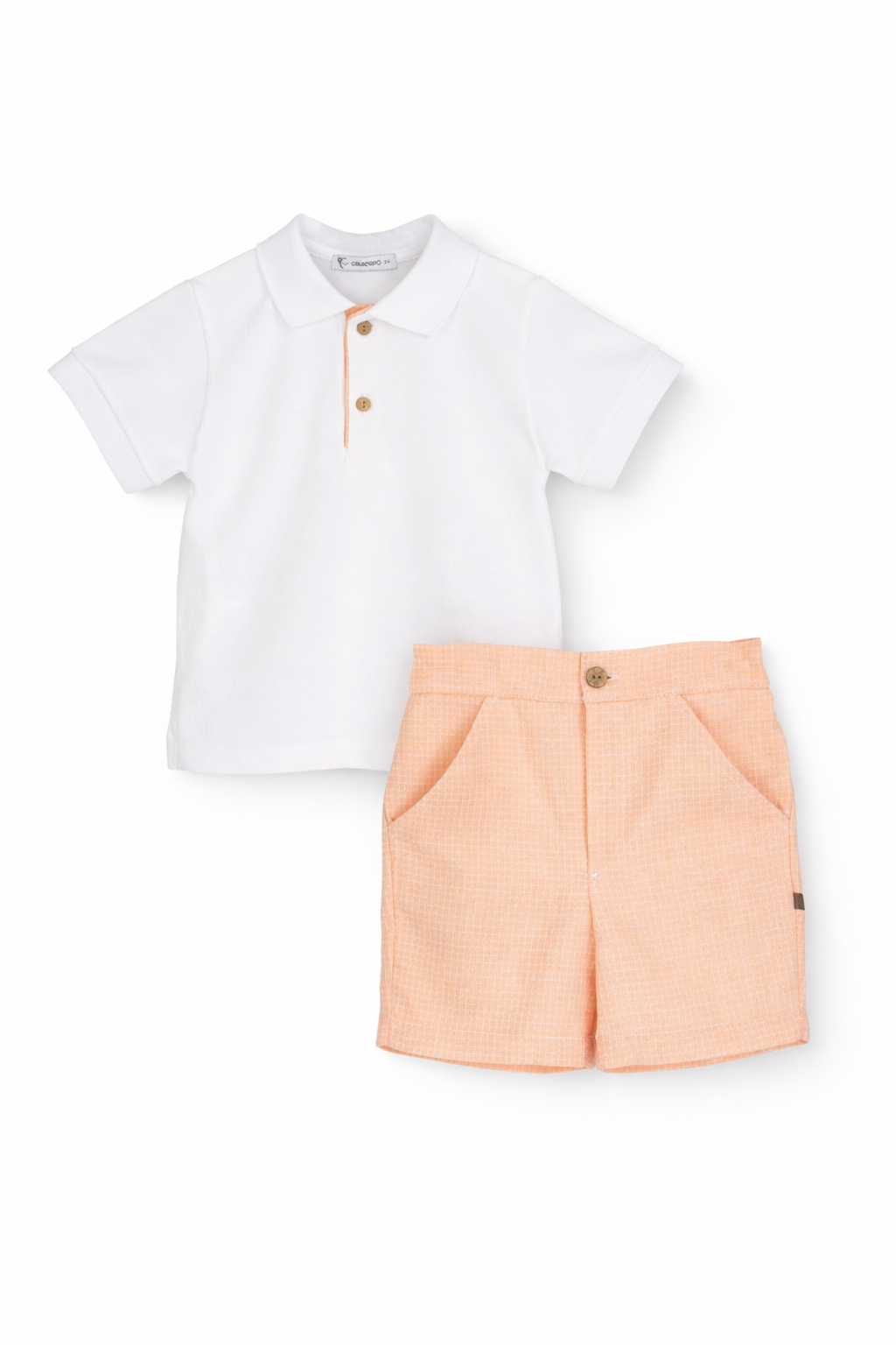 Boys Classic White Polo & Orange Shorts Set | Elegant Toddler Summer Outfit