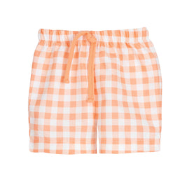 Boys Peach Cotton T-Shirt & Gingham Shorts Set | Classic Baby Summer Outfit