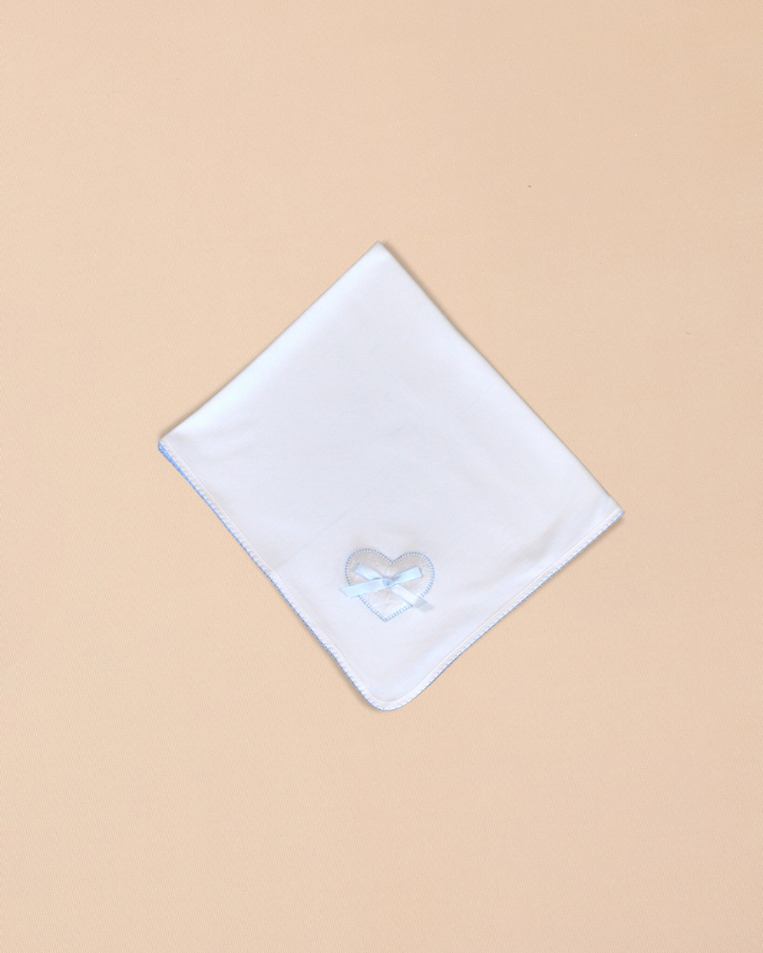 Hearts Burp Towel with Colored Stitching, Embroidery & Satin Bow