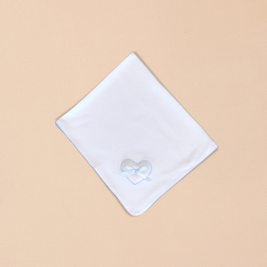 Hearts Burp Towel with Colored Stitching, Embroidery & Satin Bow