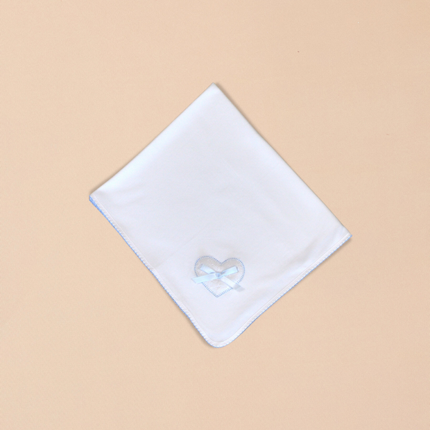Hearts Burp Towel with Colored Stitching, Embroidery & Satin Bow