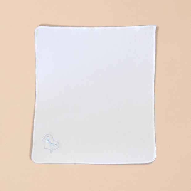 Hearts Burp Towel with Colored Stitching, Embroidery & Satin Bow