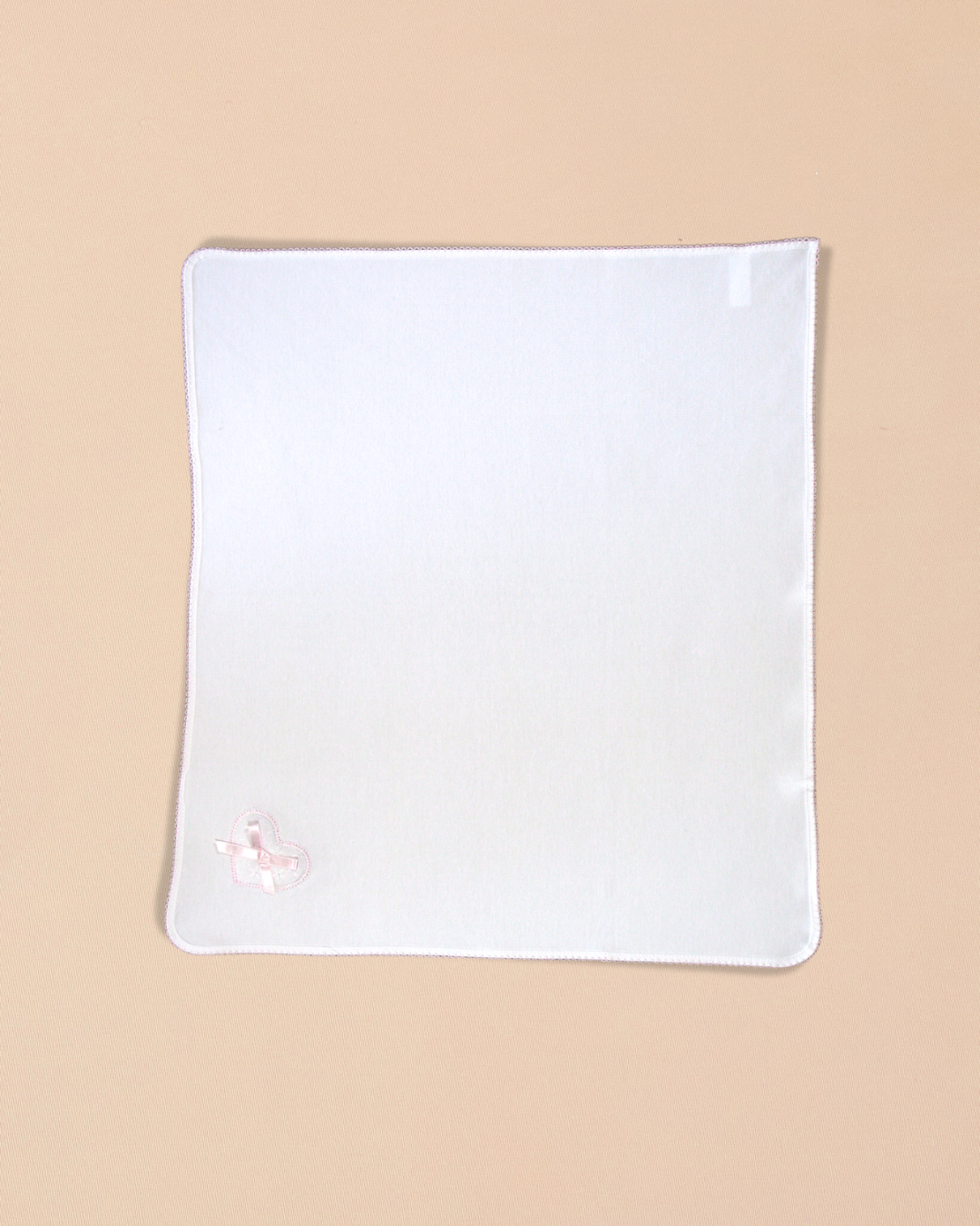 Hearts Burp Towel with Colored Stitching, Embroidery & Satin Bow