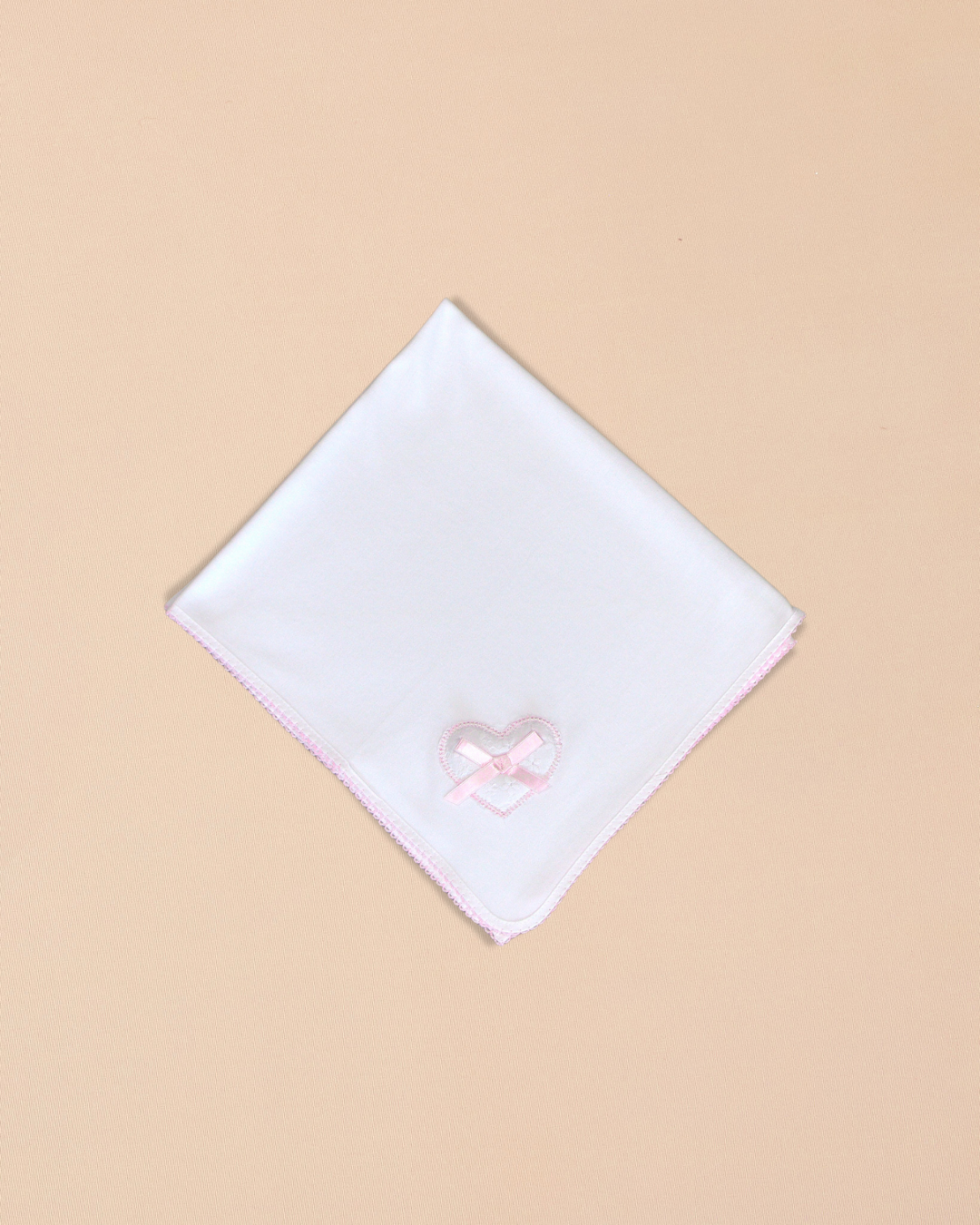 Hearts Burp Towel with Colored Stitching, Embroidery & Satin Bow