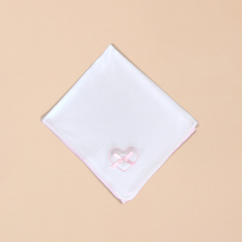Hearts Burp Towel with Colored Stitching, Embroidery & Satin Bow