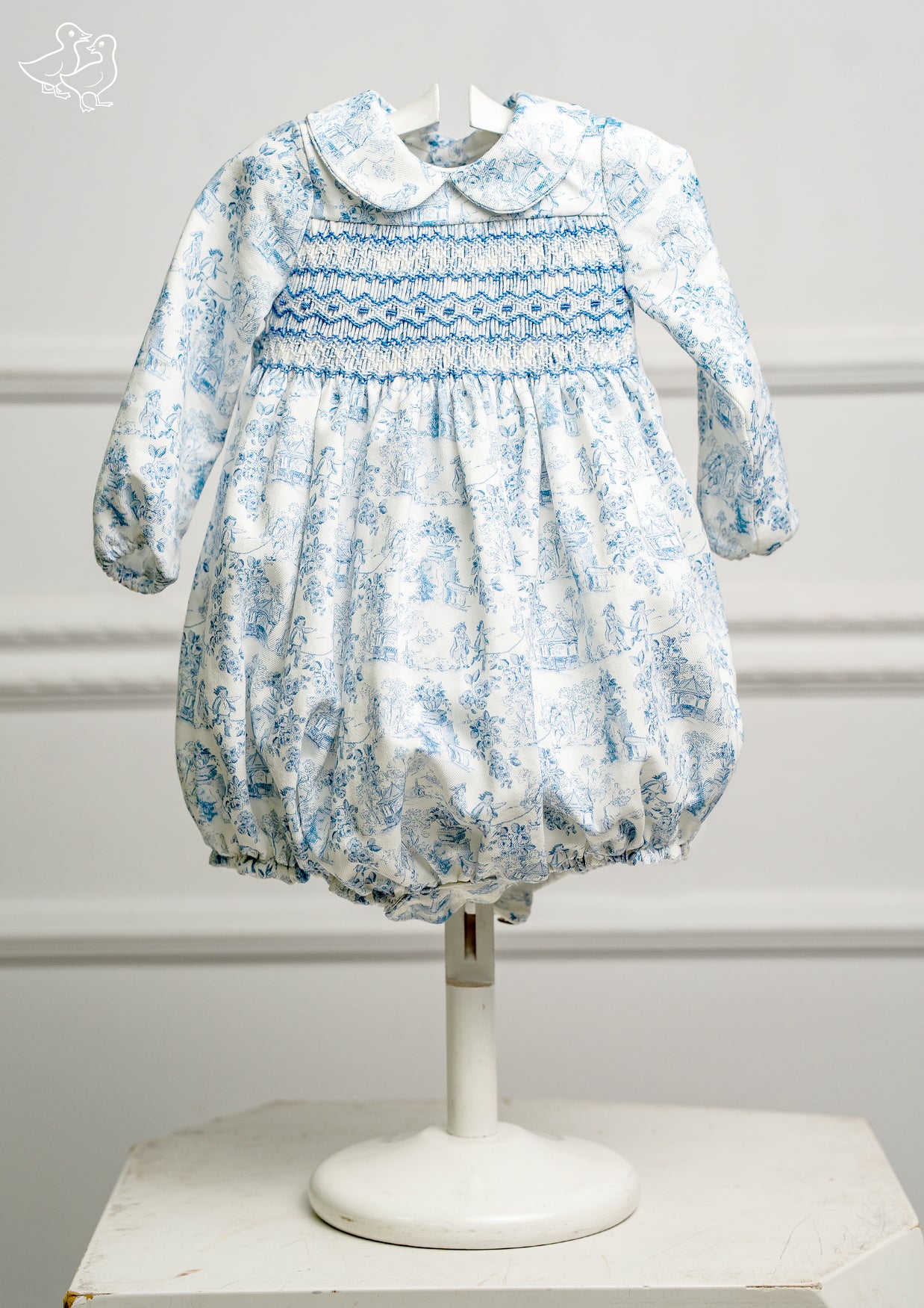 Blue Smocked Baby Romper
