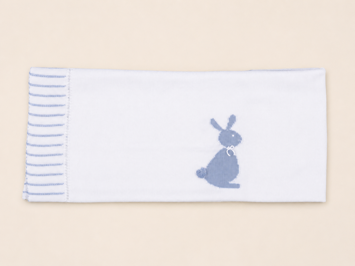 Knit Blanket with Bunny Motif