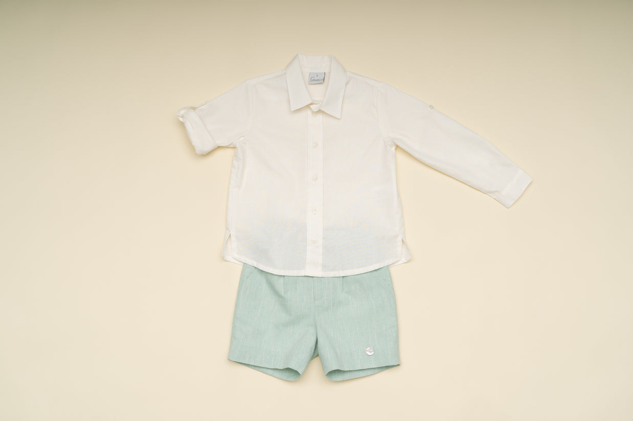 Elegant Boy Shorts Set with White Button-Down Shirt – Classic Special Occasion Outfit