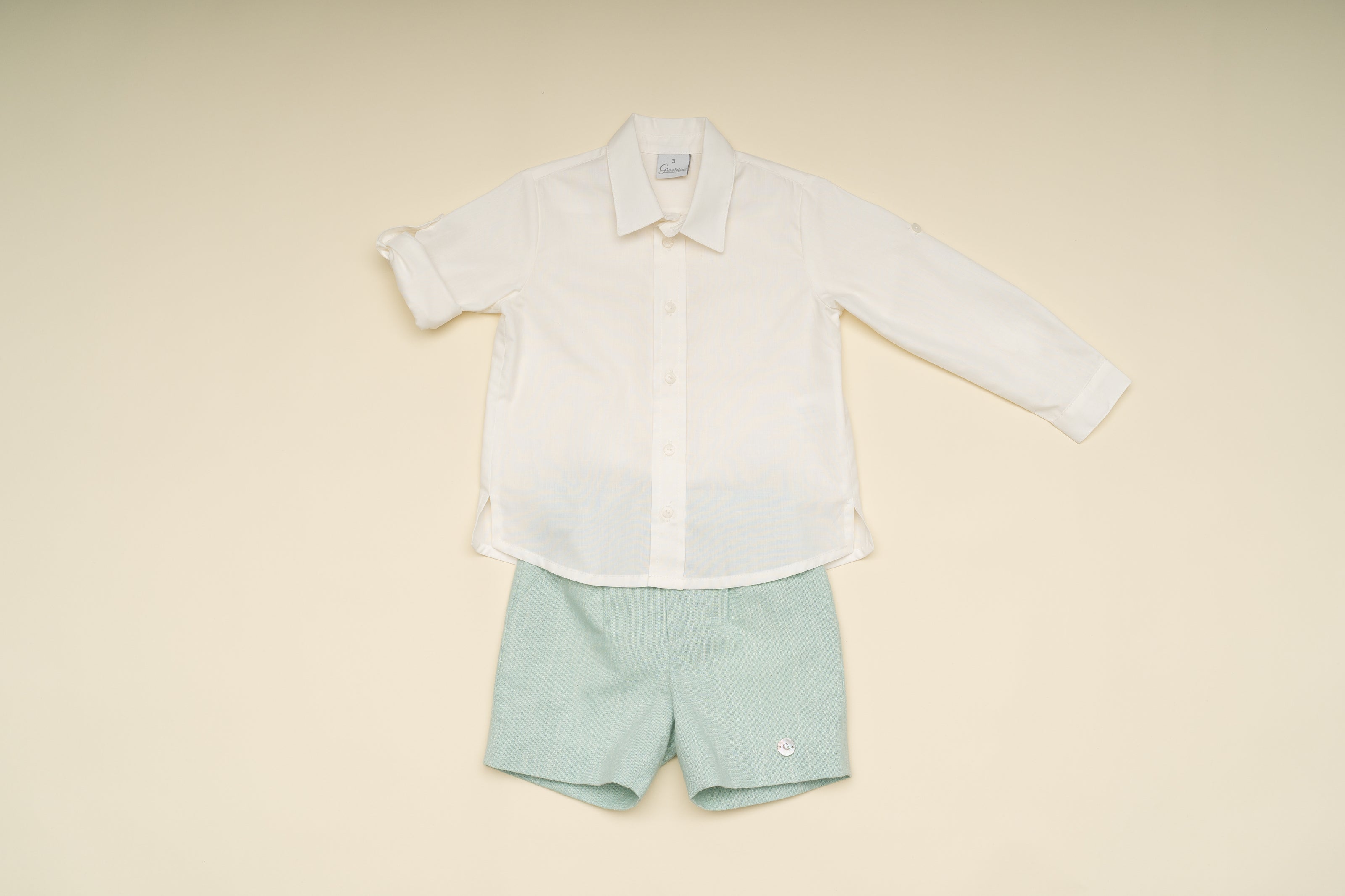 Elegant Boy Shorts Set with White Button-Down Shirt – Classic Special Occasion Outfit