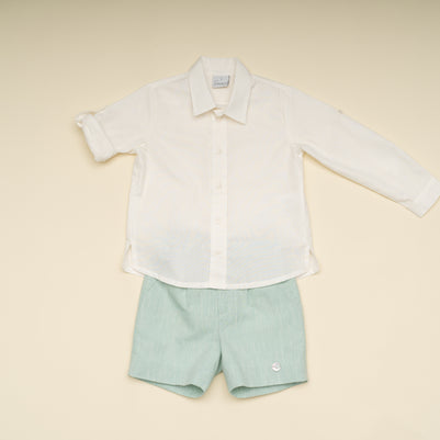Elegant Boy Shorts Set with White Button-Down Shirt – Classic Special Occasion Outfit