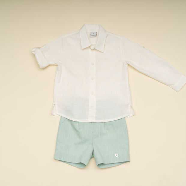 Elegant Boy Shorts Set with White Button-Down Shirt – Classic Special Occasion Outfit