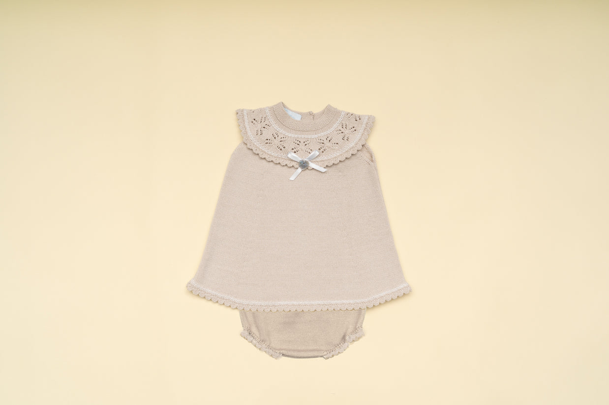 Elegant Knit Baby Girl Dress and Bloomer Set – Classic Special Occasion Outfit