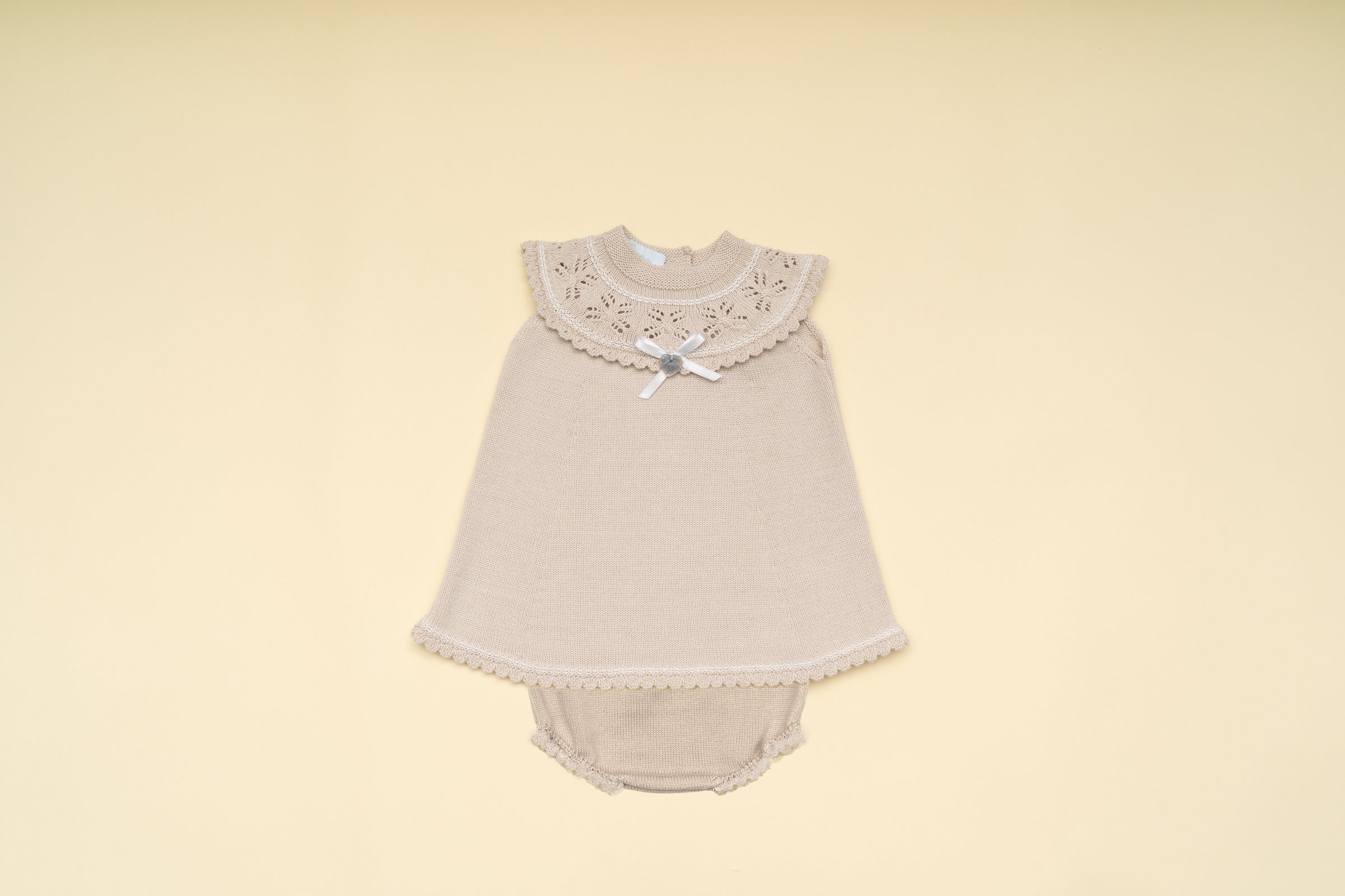 Elegant Knit Baby Girl Dress and Bloomer Set – Classic Special Occasion Outfit