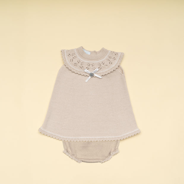 Elegant Knit Baby Girl Dress and Bloomer Set – Classic Special Occasion Outfit