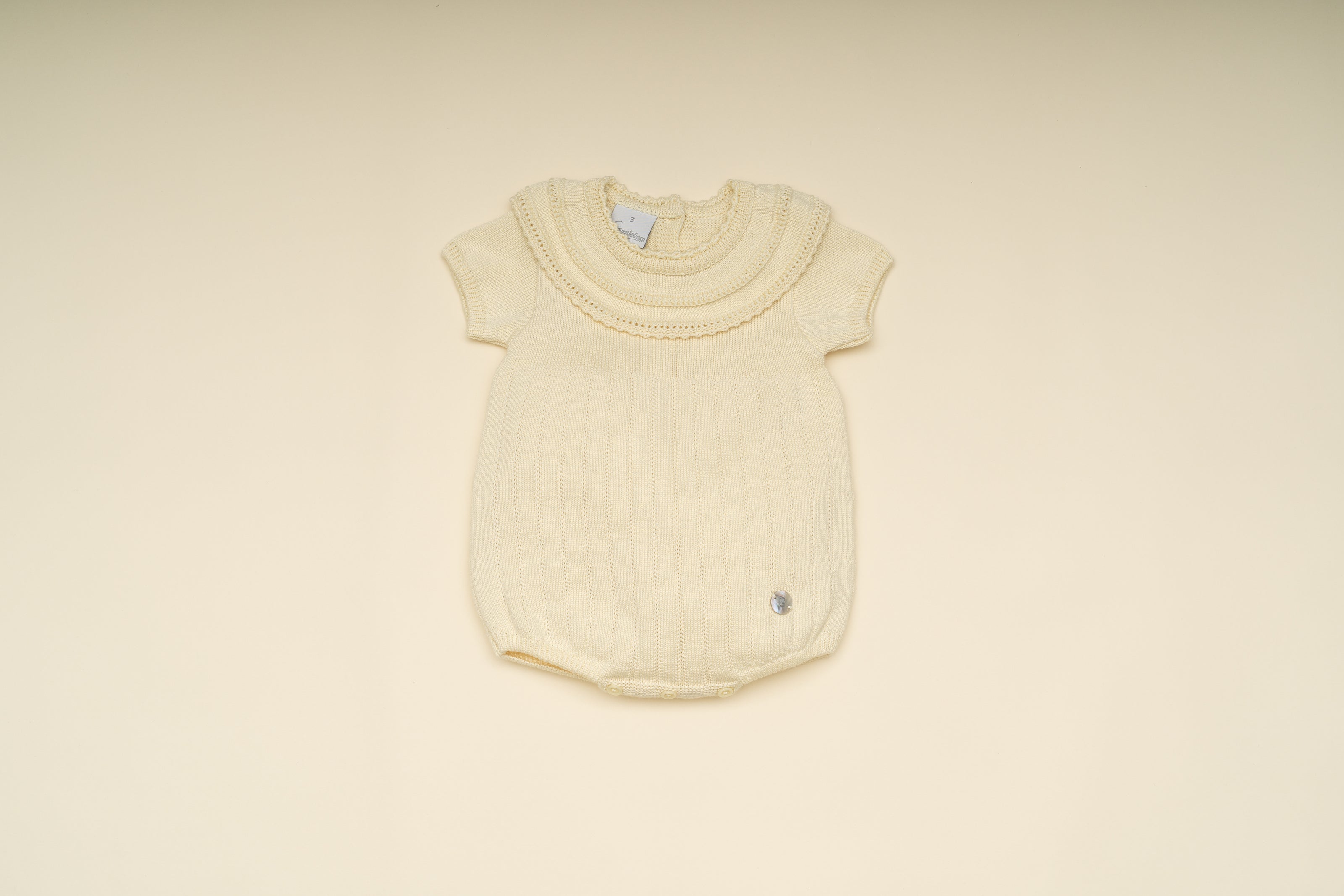 Pastel Yellow Knit Baby Romper – Special Occasion Outfit