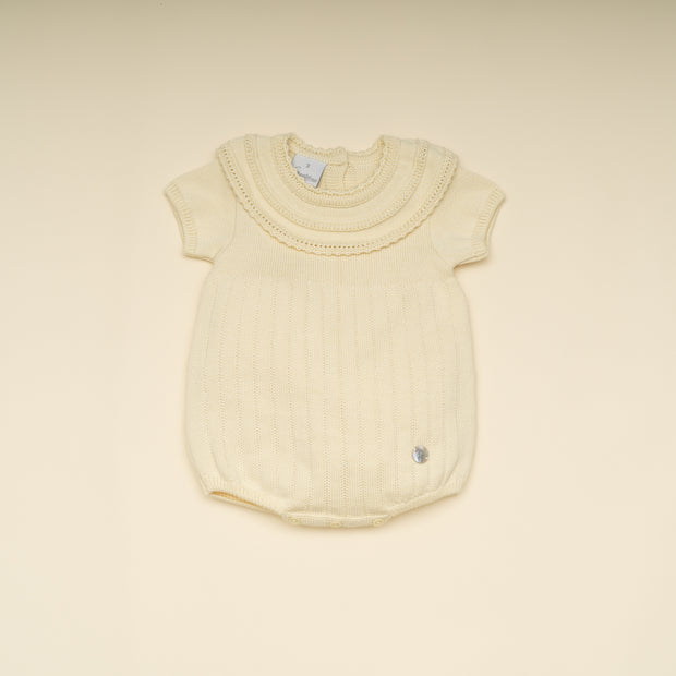 Pastel Yellow Knit Baby Romper – Special Occasion Outfit