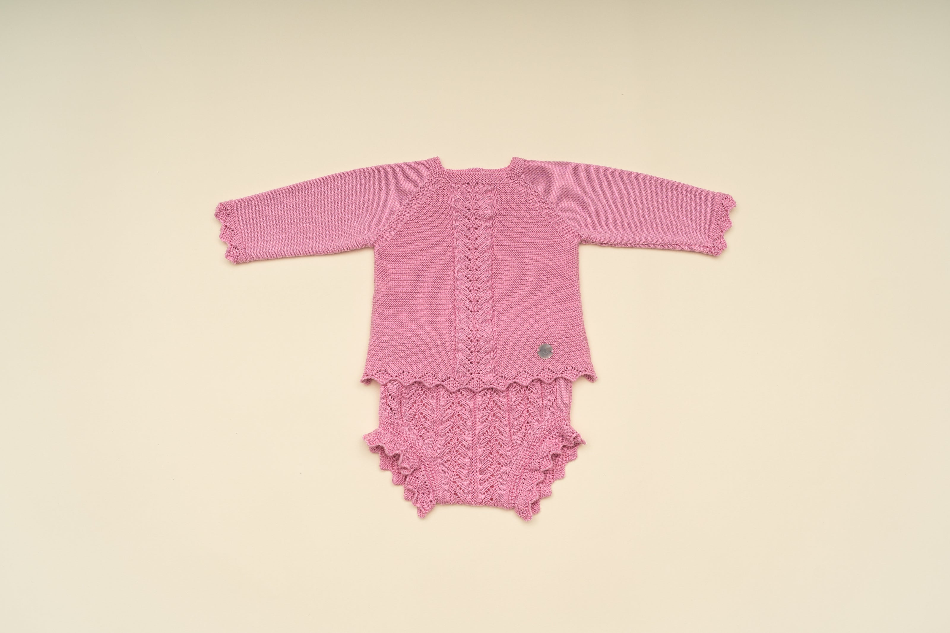 Elegant Baby Girl Pink Knit Sweater and Bloomer Set – Classic Infant Outfit