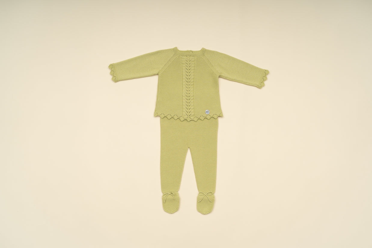 Elegant Baby Knit Two-Piece Set with Footed Pants