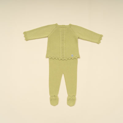 Elegant Baby Knit Two-Piece Set with Footed Pants
