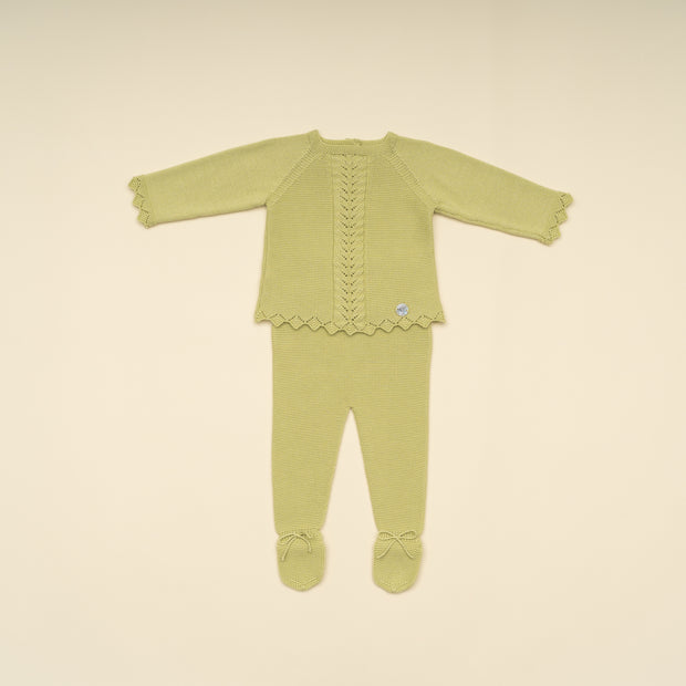 Elegant Baby Knit Two-Piece Set with Footed Pants