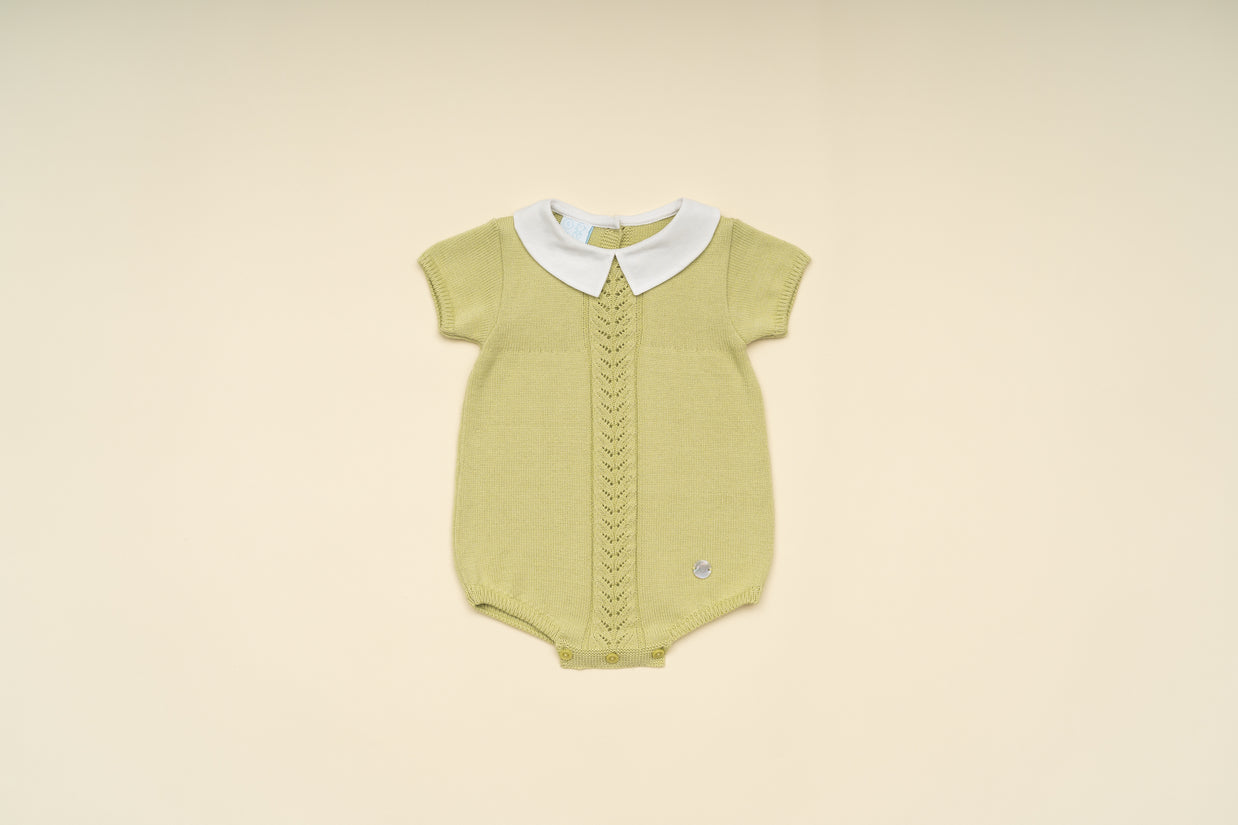 Elegant Baby Knit Romper with Peter Pan Collar