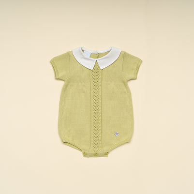 Elegant Baby Knit Romper with Peter Pan Collar