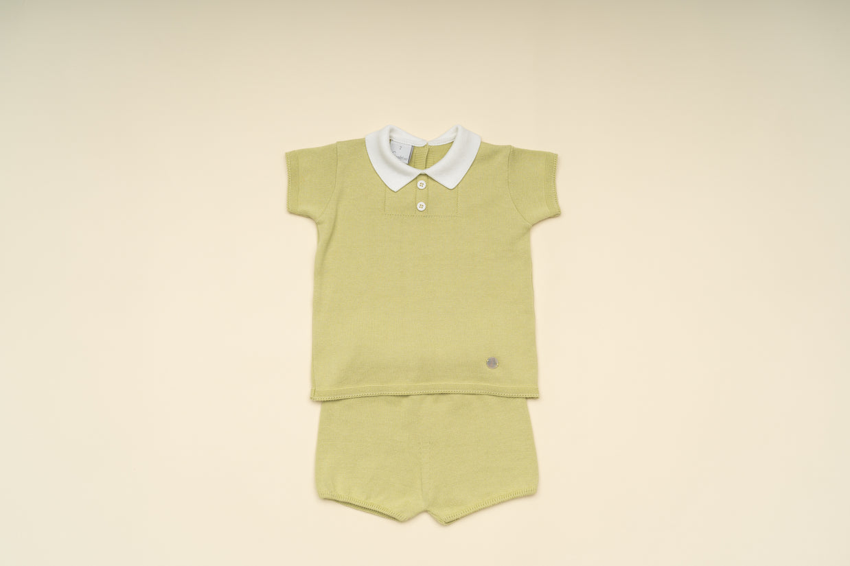 Classic Knit Polo Shirt and Shorts Set – Summer Outfit