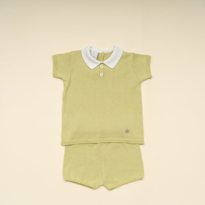 Classic Knit Polo Shirt and Shorts Set – Summer Outfit