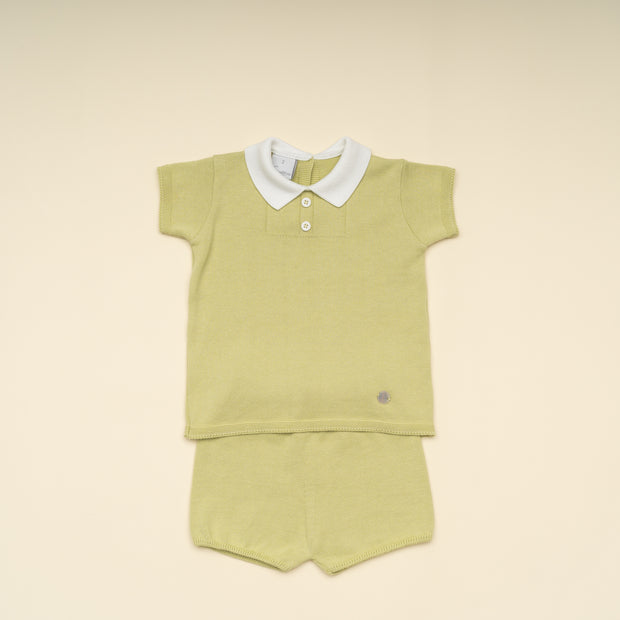 Classic Knit Polo Shirt and Shorts Set – Summer Outfit