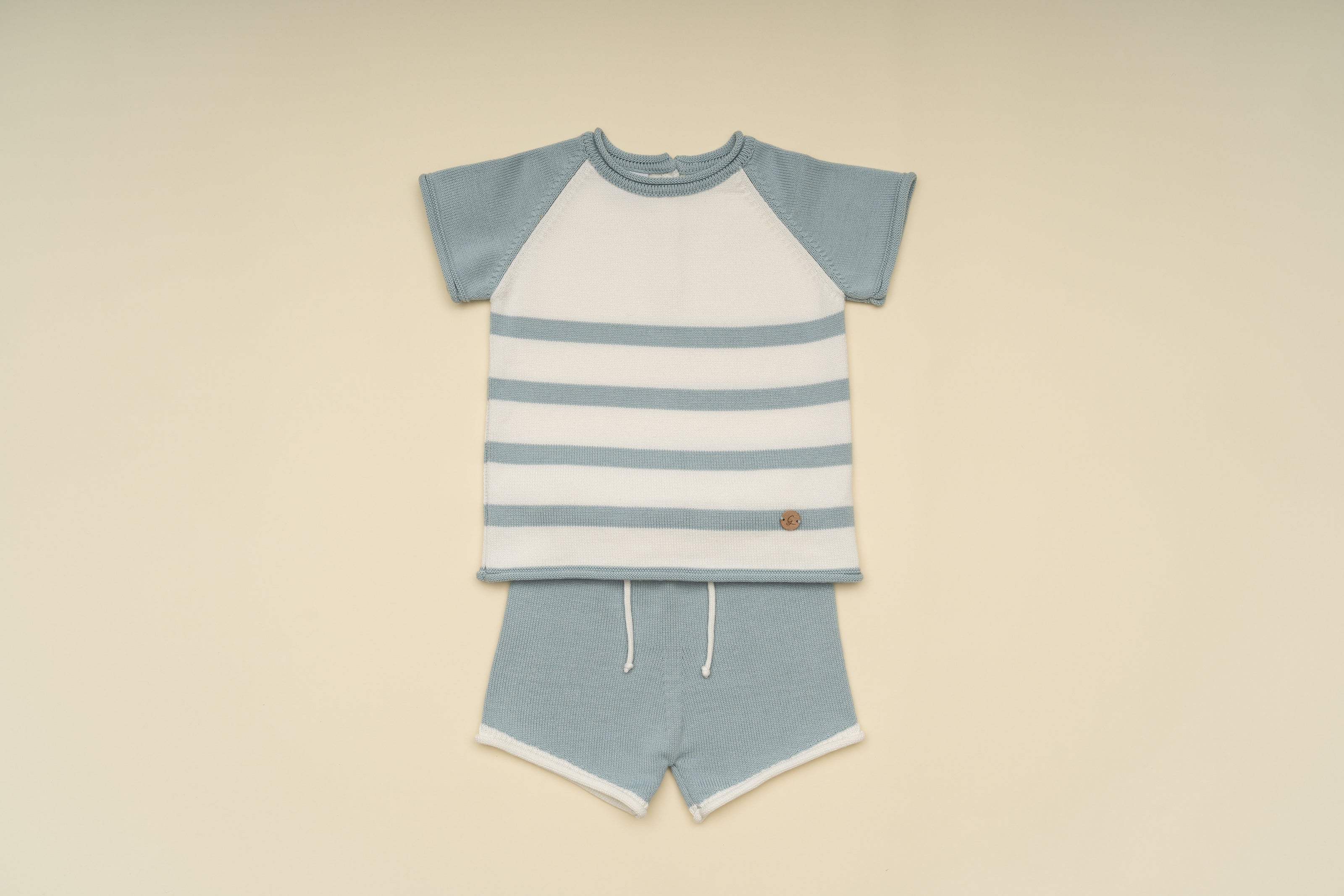 Classic Boy Knit Shirt and Shorts Set – Striped Summer Outfit