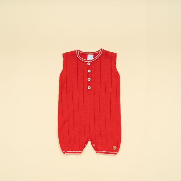 Classic Baby Boy Red Knit Romper – One-Piece Outfit
