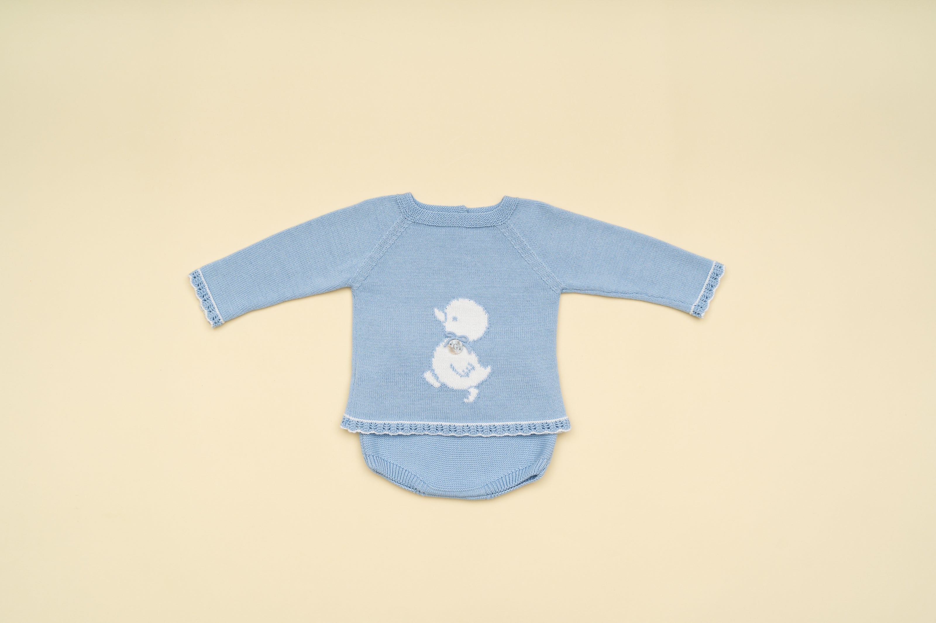 Elegant Baby Boy Blue Knit Sweater and Bloomer Set – Classic Infant Outfit