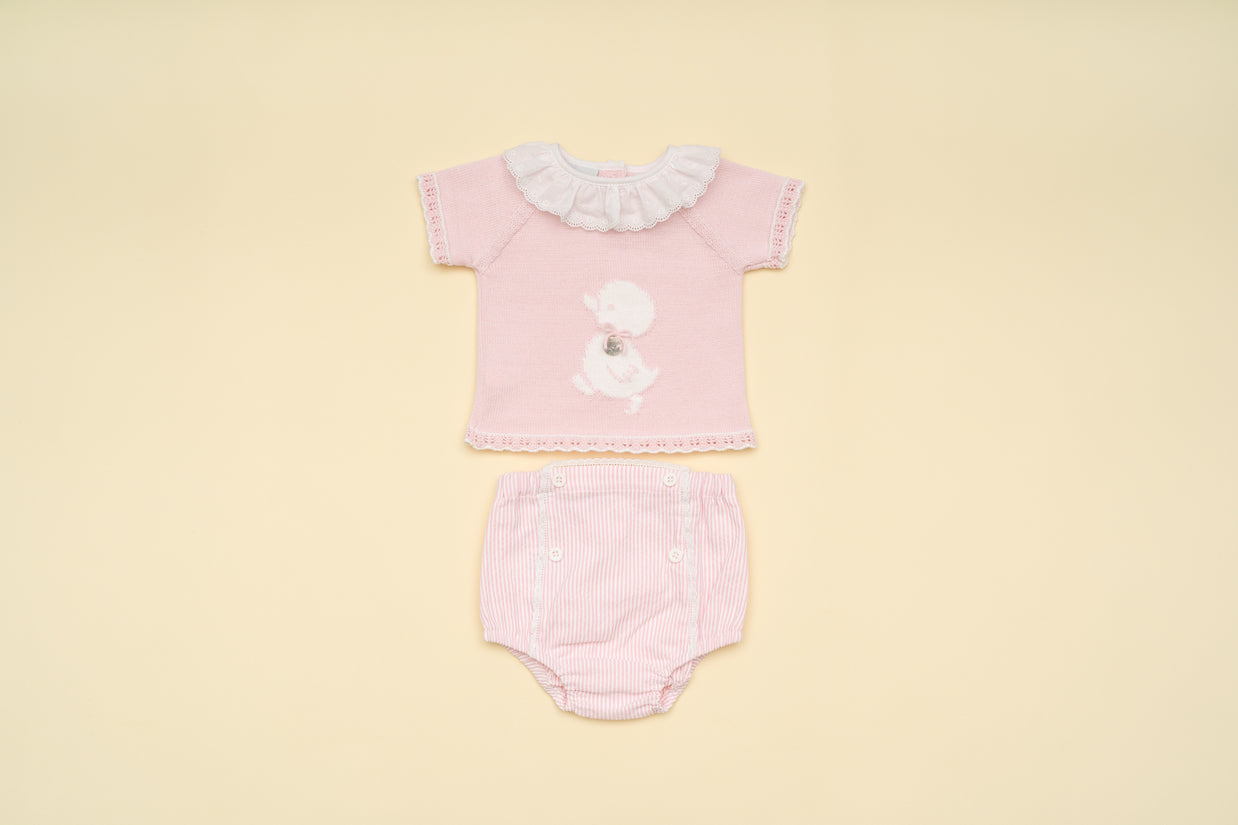 Baby Girl Pink Knit Top and Bloomer Set – Classic Outfit