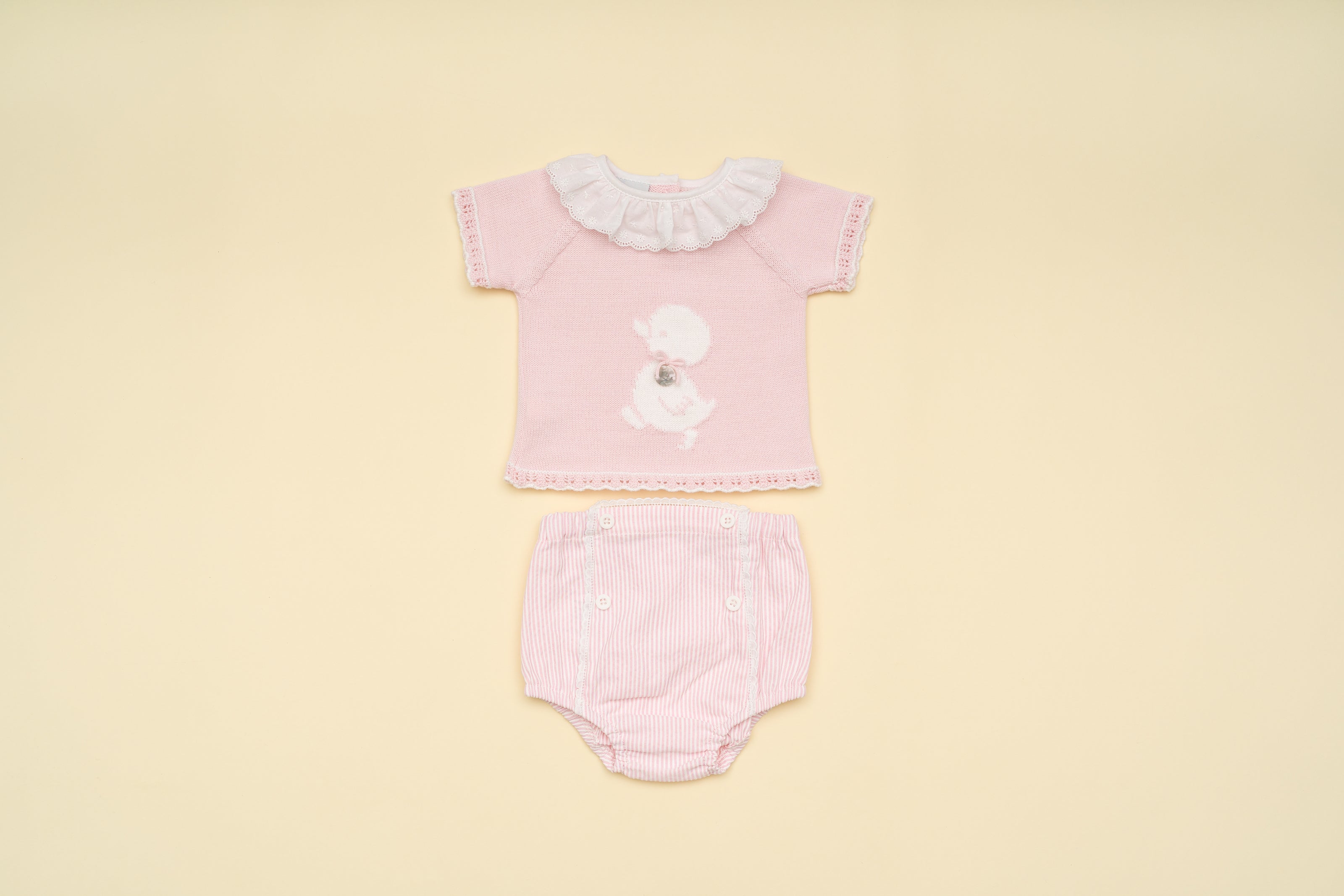 Baby Girl Pink Knit Top and Bloomer Set – Classic Outfit