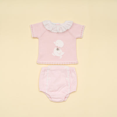 Baby Girl Pink Knit Top and Bloomer Set – Classic Outfit