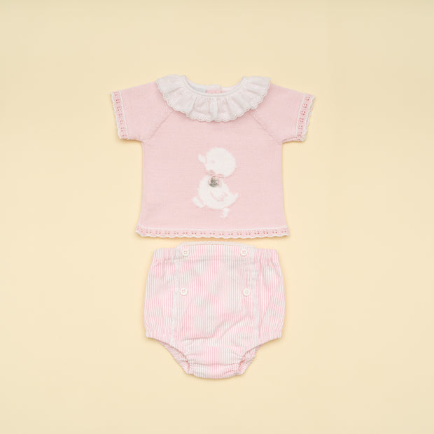 Baby Girl Pink Knit Top and Bloomer Set – Classic Outfit