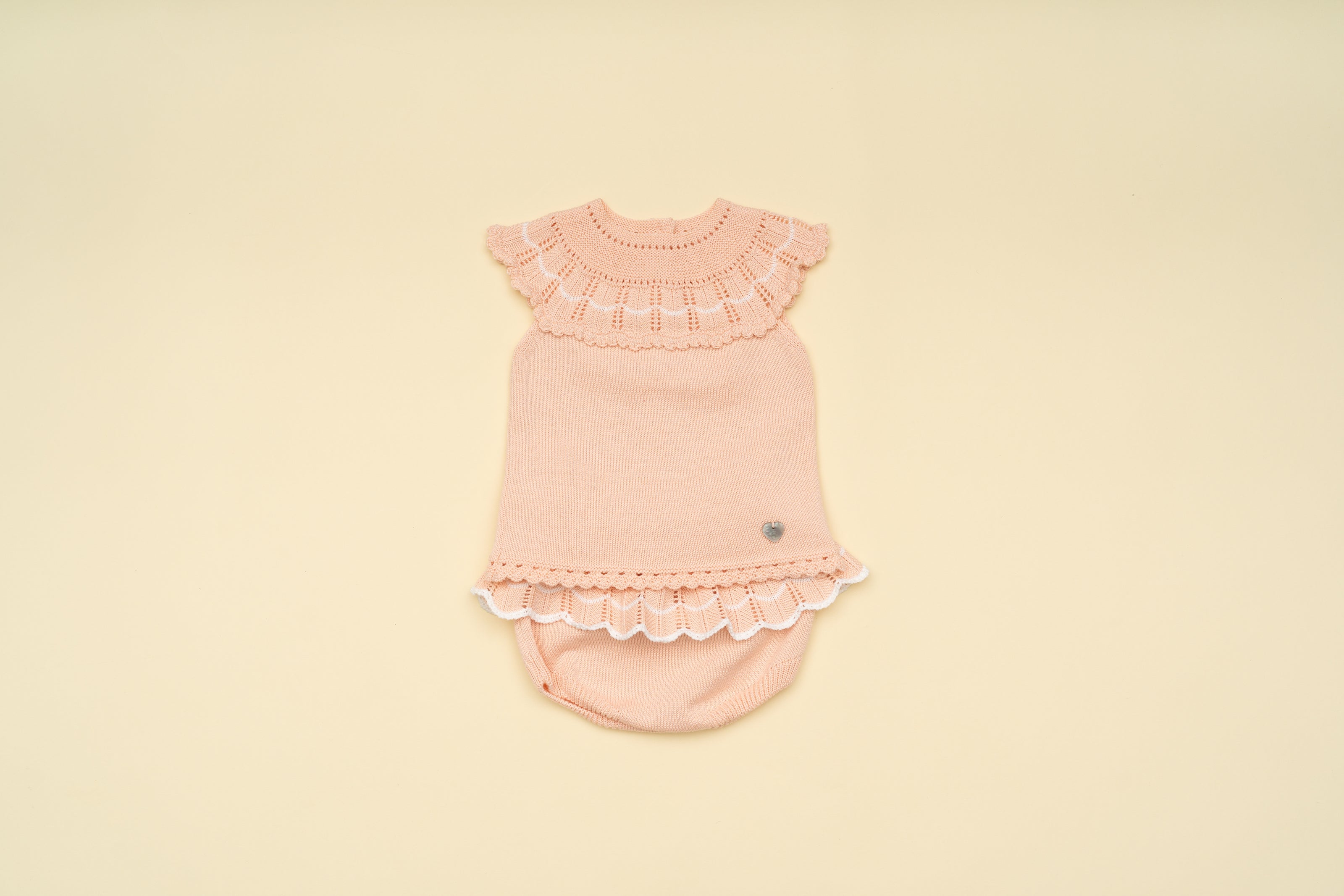 Baby Girl Peach Knit Dress and Bloomer Set – Classic Infant Outfit