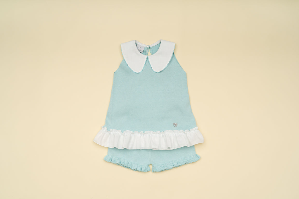 Stylish Girl Aqua Knit Top and Bloomer Set – Classic Boutique Outfit