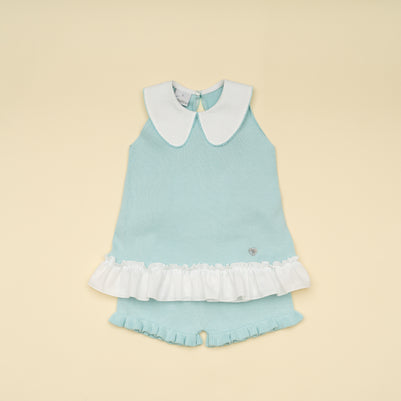 Stylish Girl Aqua Knit Top and Bloomer Set – Classic Boutique Outfit