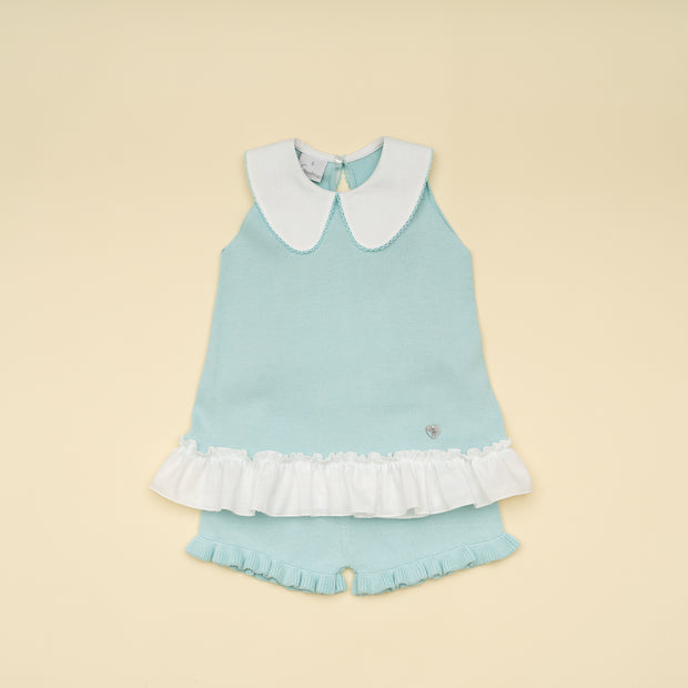 Stylish Girl Aqua Knit Top and Bloomer Set – Classic Boutique Outfit