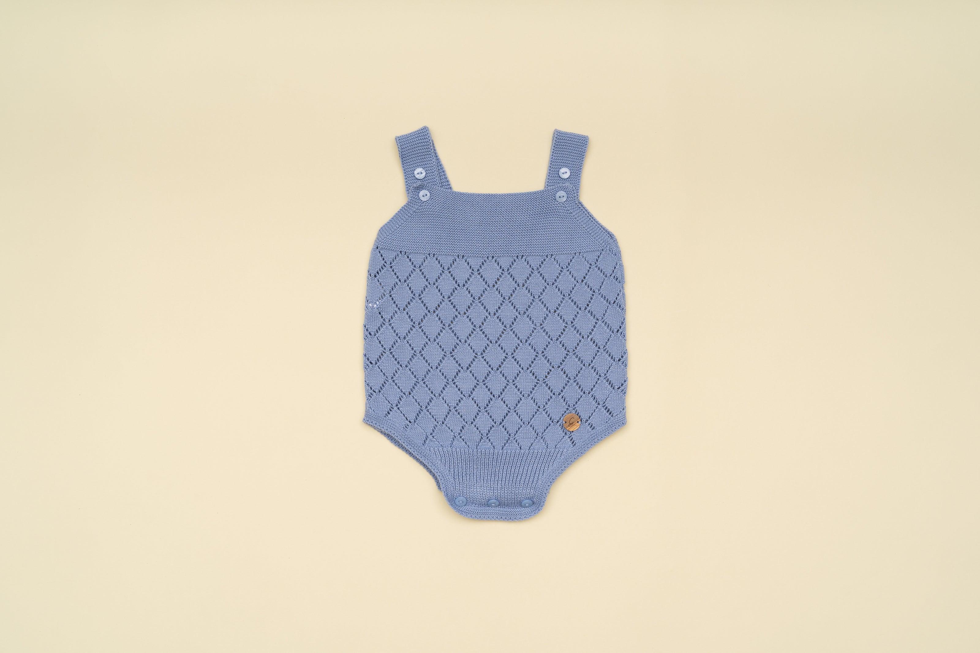 Classic Baby Boy Blue Knit Romper – Infant Suspender Shortall