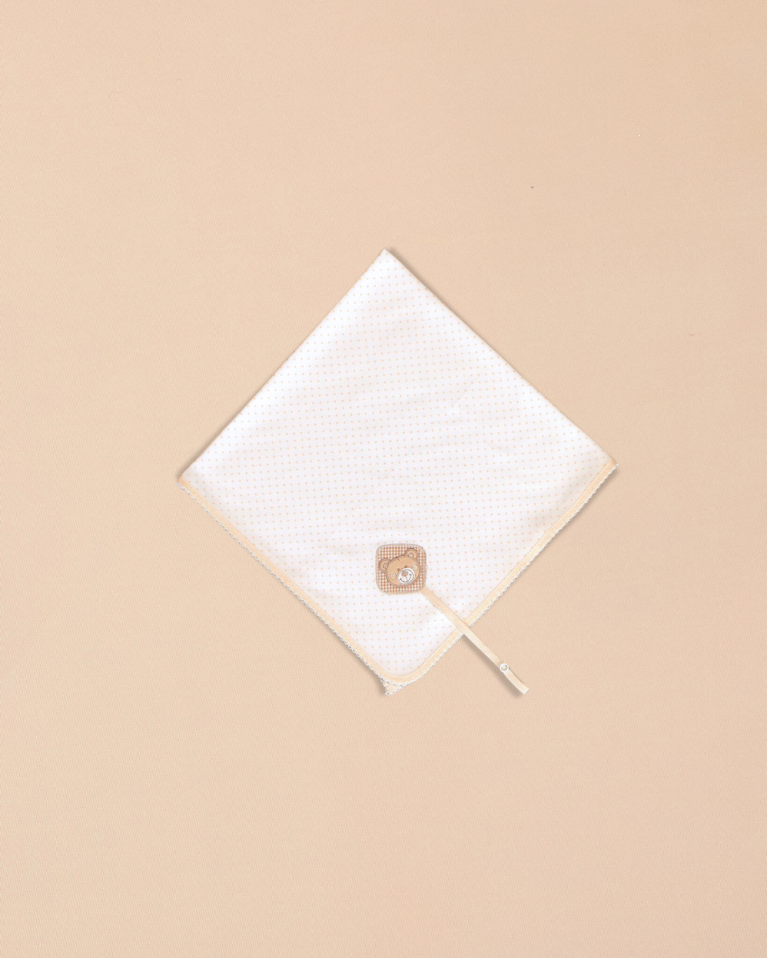 Bear Burp Towel with Scalloped Edging & Pacifier Holder